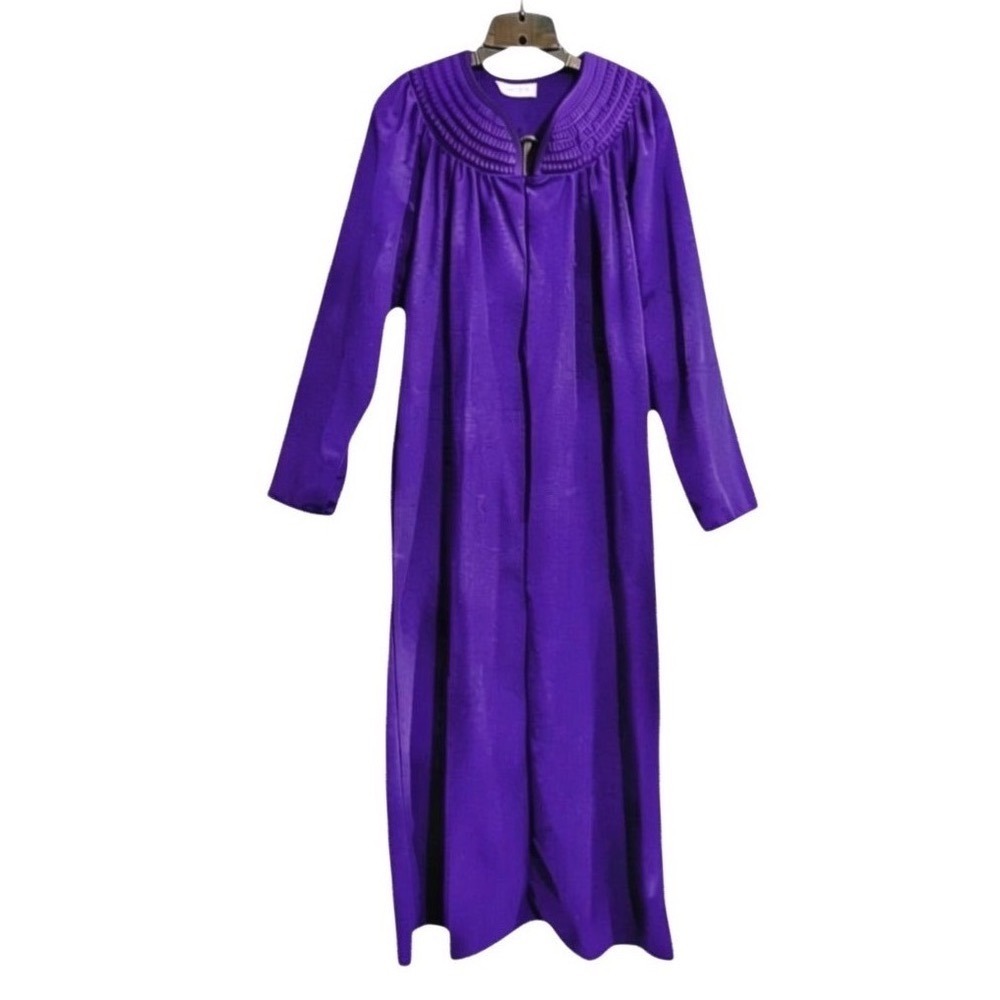 NWT VTG LARA DEE By Charm WARM FLEECE 1/2-ZIP Lounge Robe/Housecoat Purple Sz L